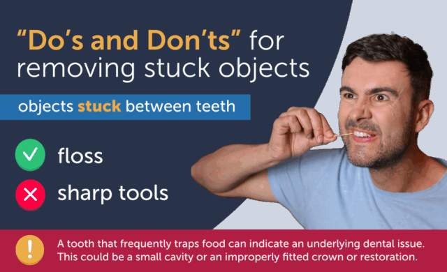 objects stuck between teeth