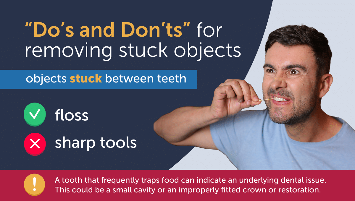 objects stuck between teeth
